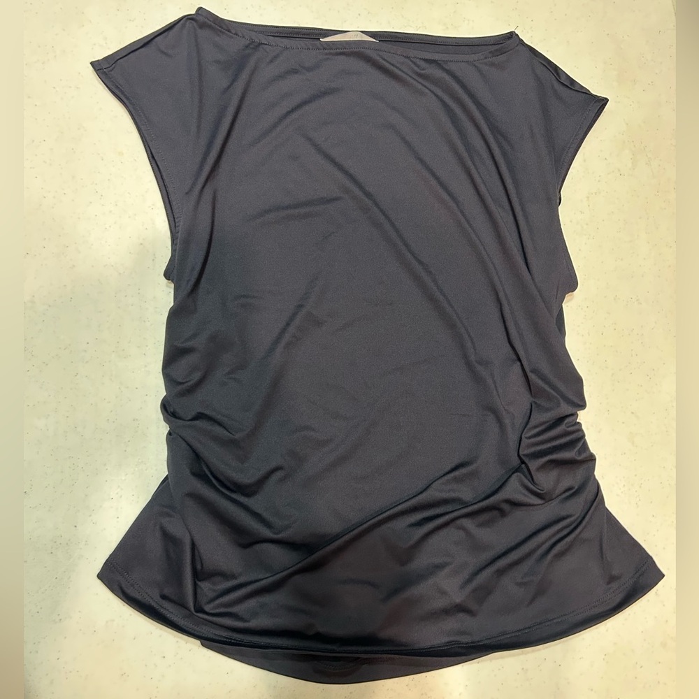 (L) H&M Black Ruched Short Sleeve Shirt